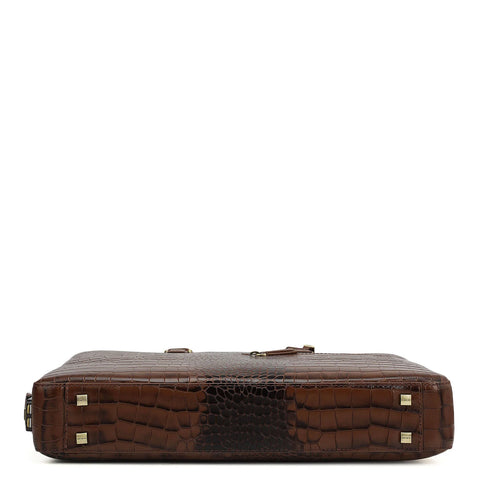 Croco Leather Laptop Bag - Date