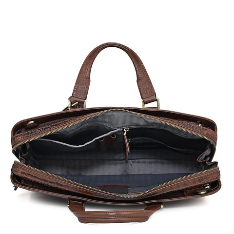 Croco Leather Laptop Bag - Date