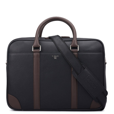 Wax Leather Laptop Bag - Black