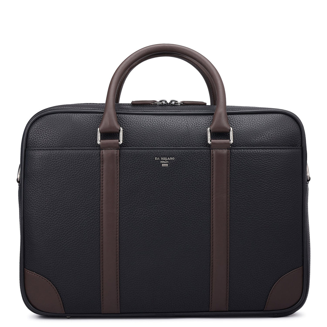 Wax Leather Laptop Bag - Black