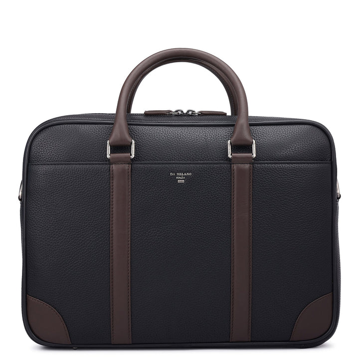Wax Leather Laptop Bag - Black