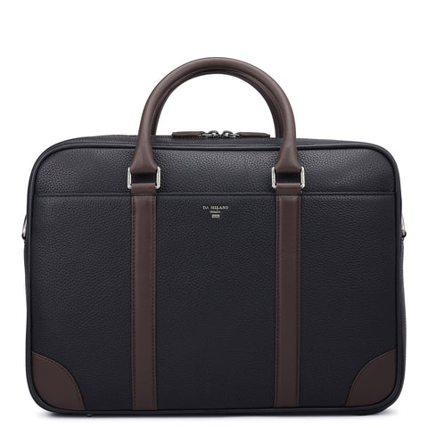 Wax Leather Laptop Bag - Black
