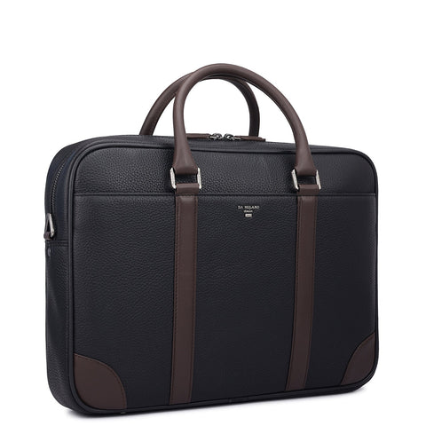 Wax Leather Laptop Bag - Black