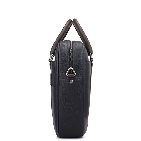 Wax Leather Laptop Bag - Black