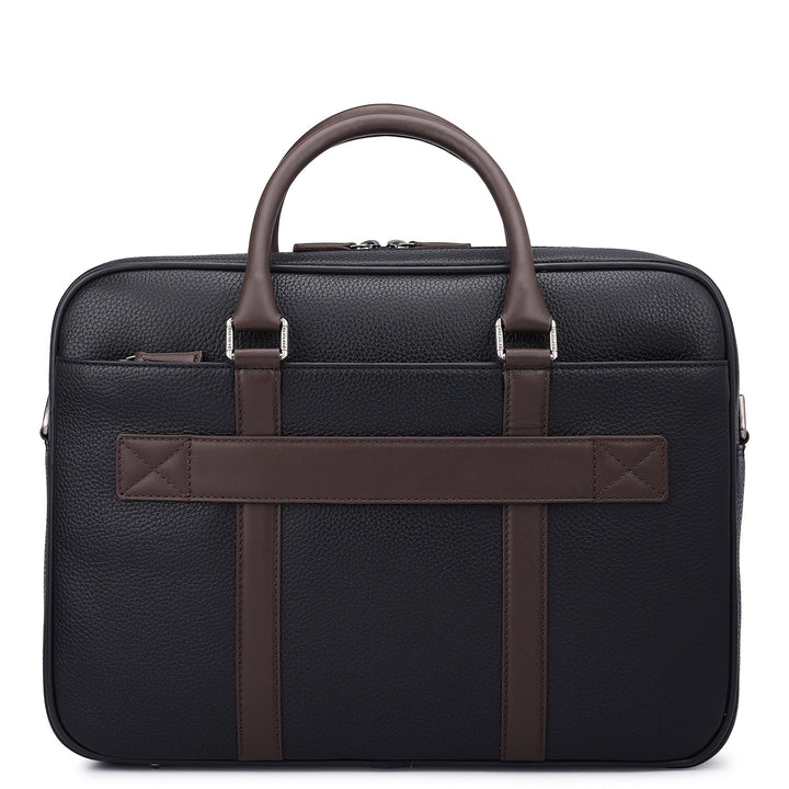 Wax Leather Laptop Bag - Black