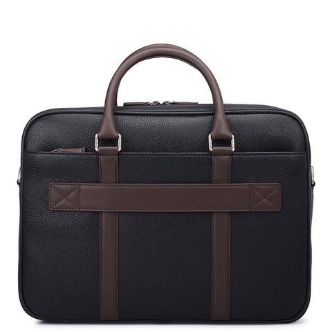 Wax Leather Laptop Bag - Black