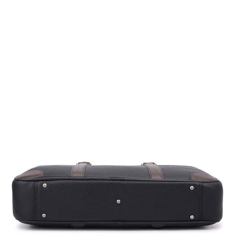 Wax Leather Laptop Bag - Black