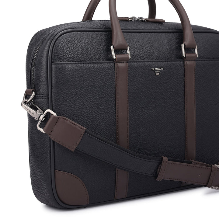 Wax Leather Laptop Bag - Black