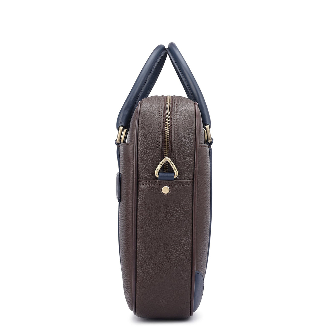 Wax Leather Laptop Bag - Chocolate