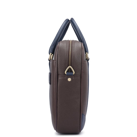Wax Leather Laptop Bag - Chocolate