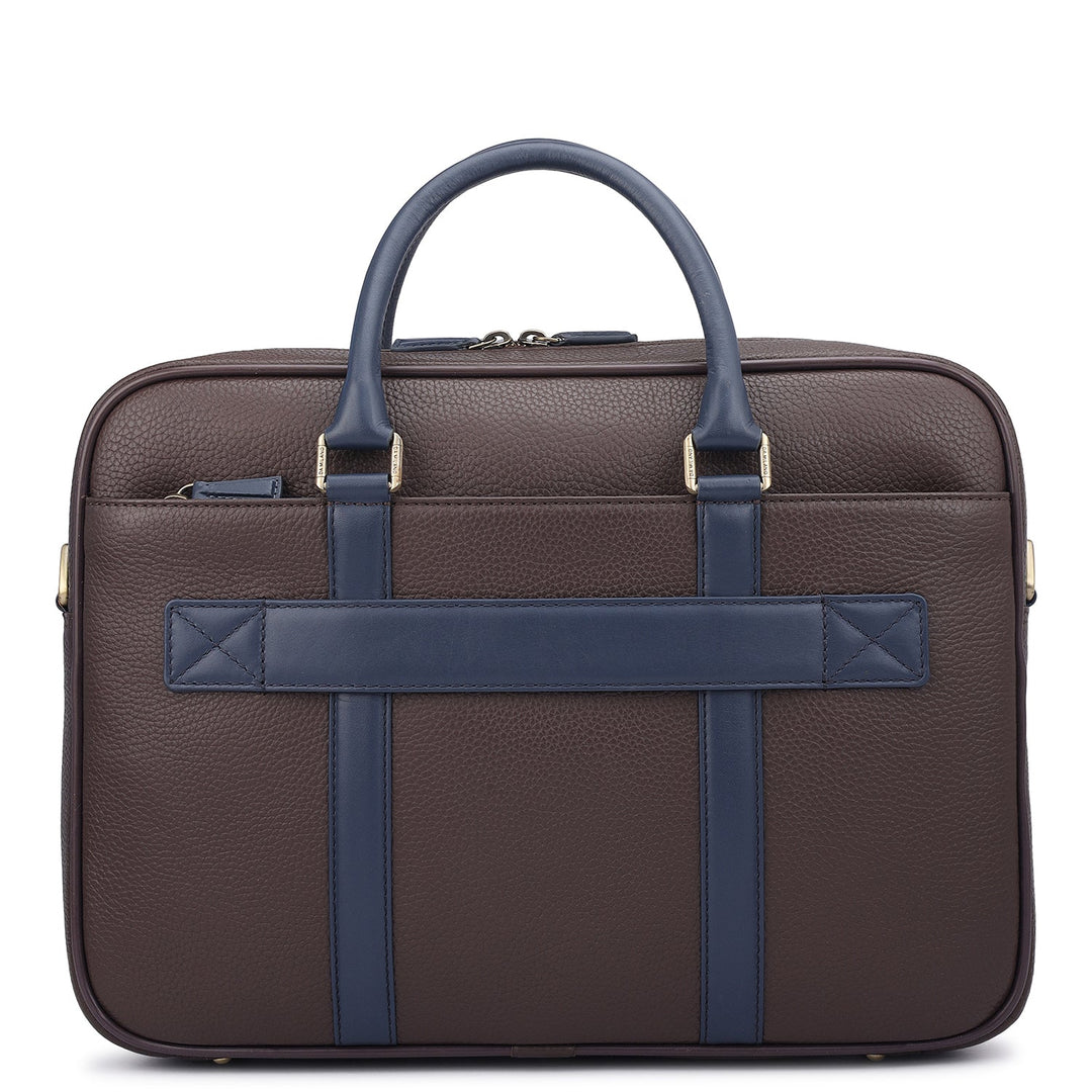 Wax Leather Laptop Bag - Chocolate