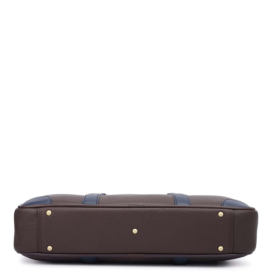 Wax Leather Laptop Bag - Chocolate