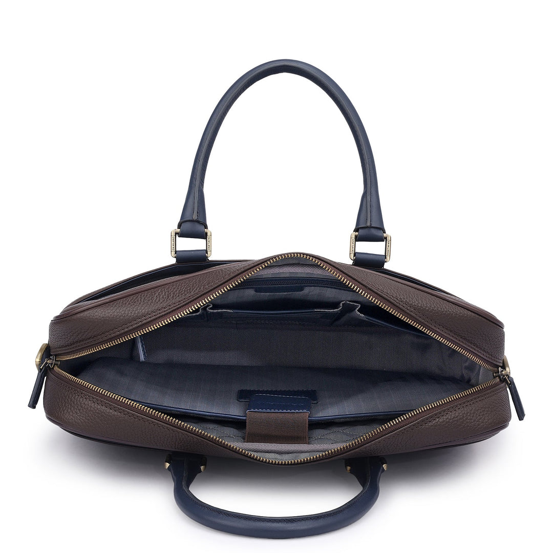 Wax Leather Laptop Bag - Chocolate