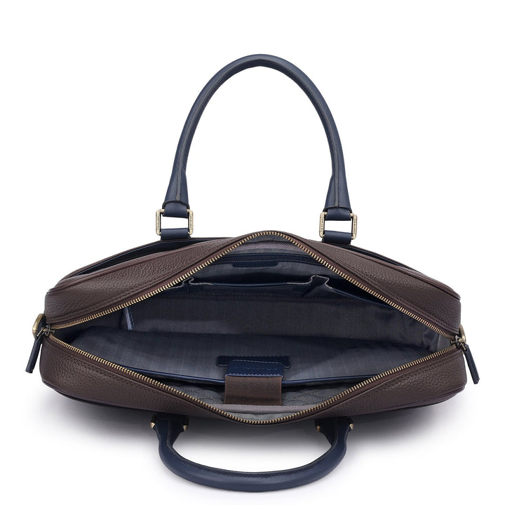 Wax Leather Laptop Bag - Chocolate