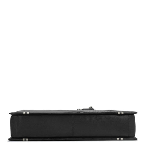 Croco Franzy Leather Laptop Bag - Black