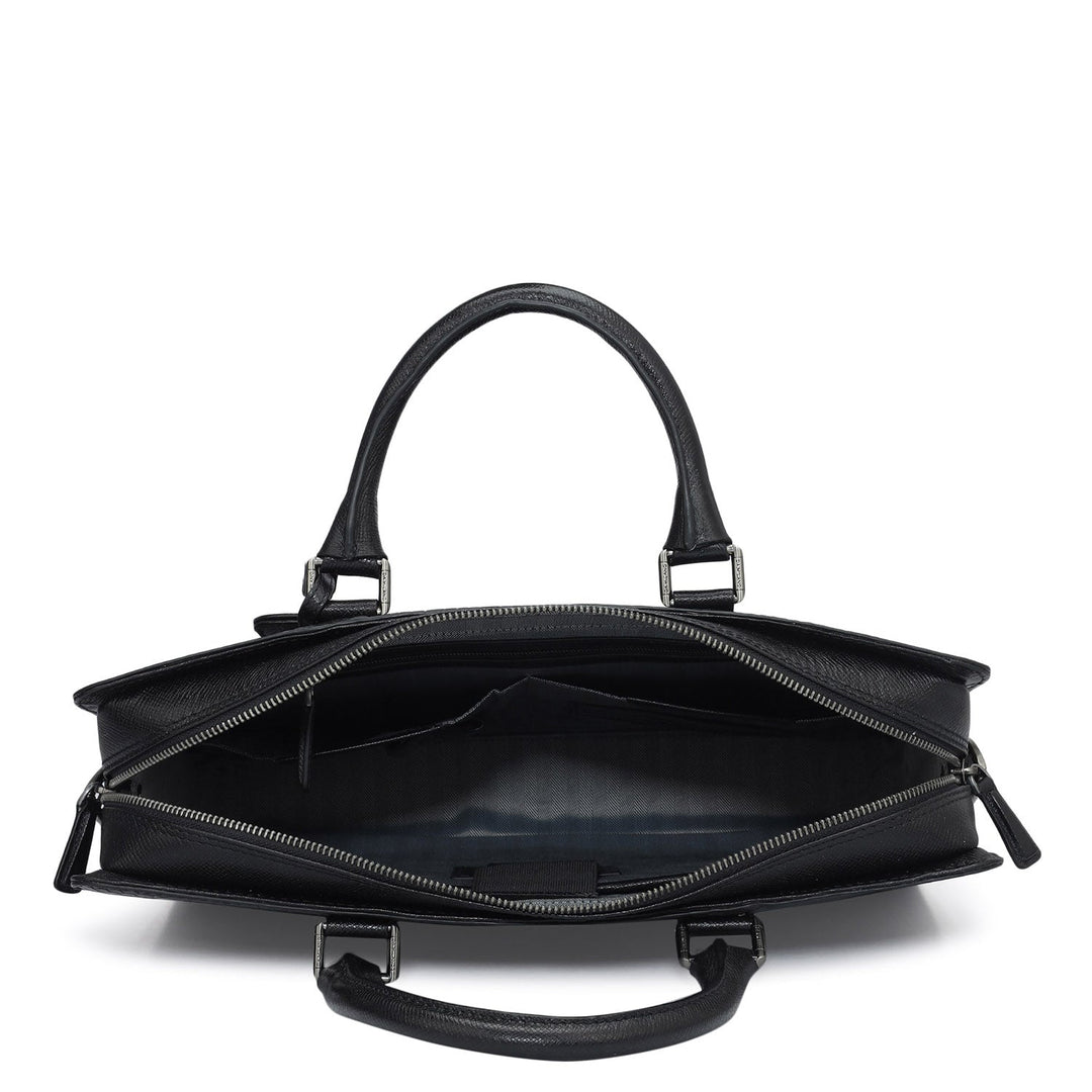 Croco Franzy Leather Laptop Bag - Black