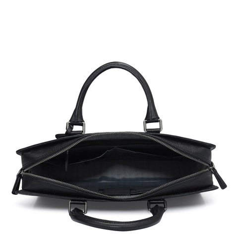 Croco Franzy Leather Laptop Bag - Black