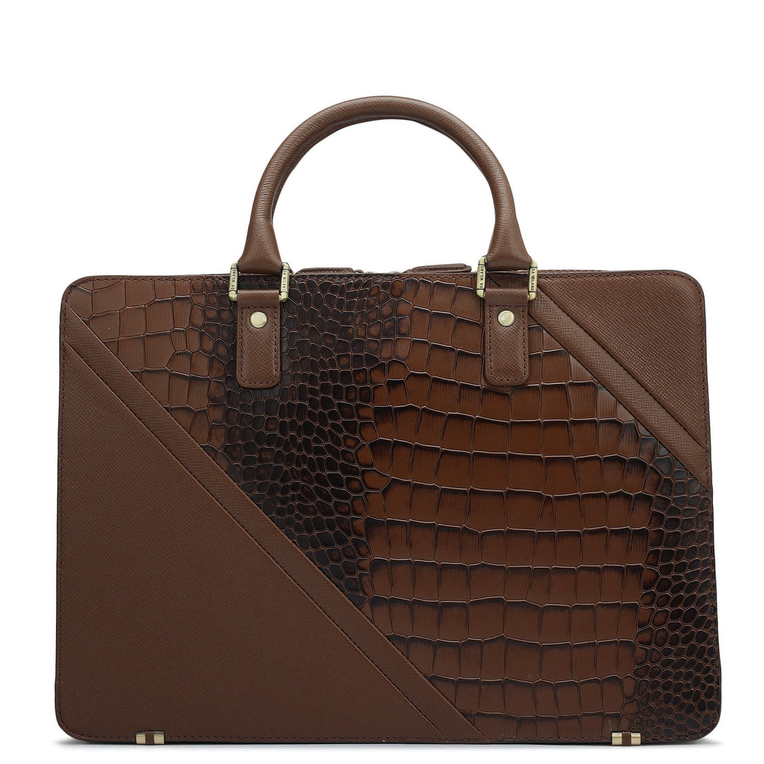 Croco Franzy Leather Laptop Bag - Date