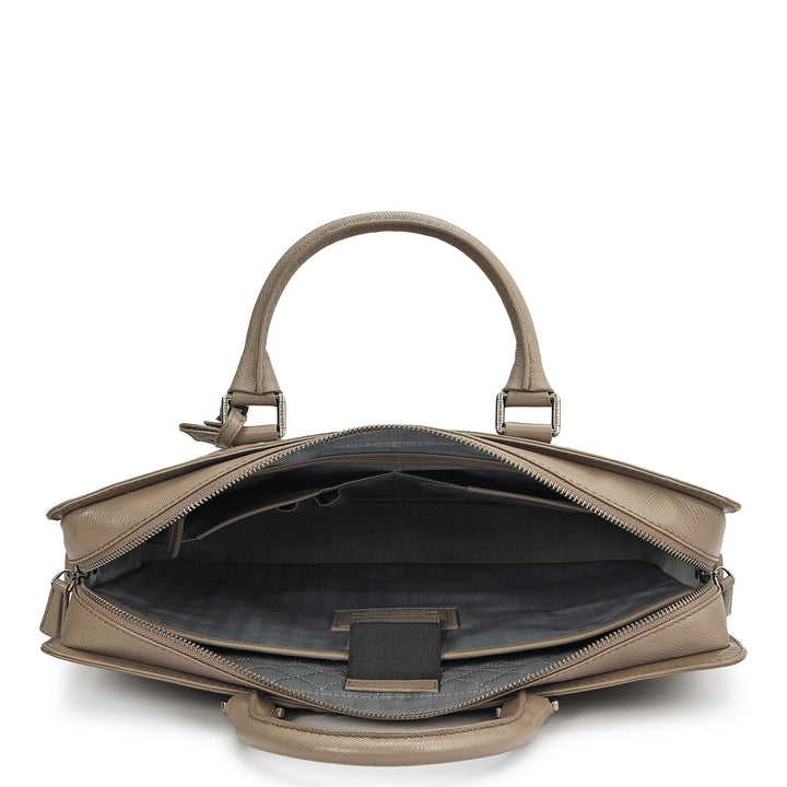 Croco Franzy Leather Laptop Bag - Smoke Grey