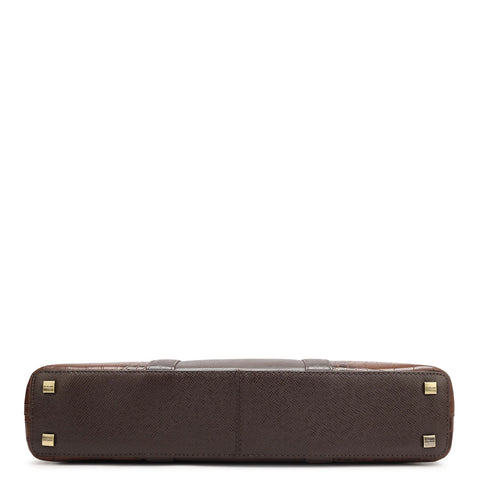 Brown Croco Franzy Leather Computer Bag - Upto 16"