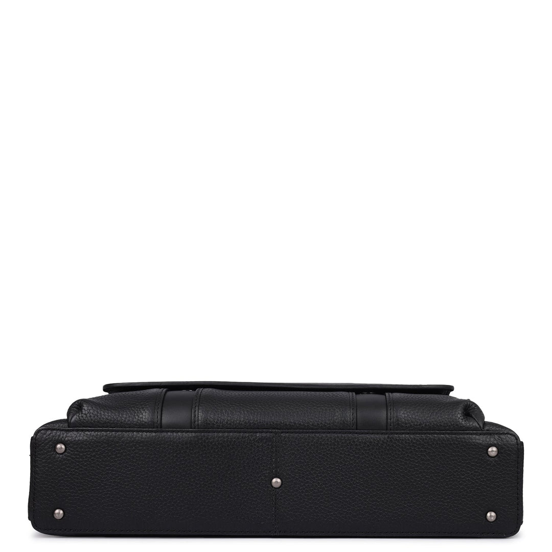 Wax Leather Laptop Bag - Black