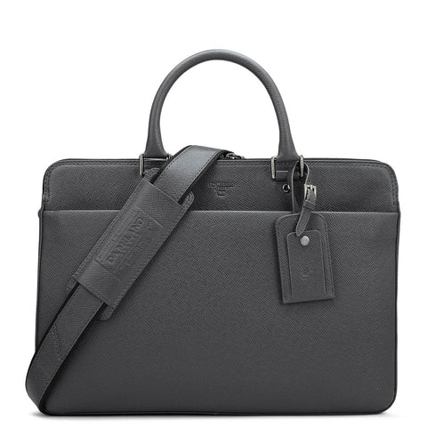 Franzy Leather Laptop Bag - Grey