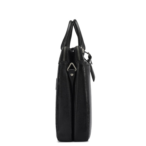 Croco Franzy Leather Laptop Bag - Black