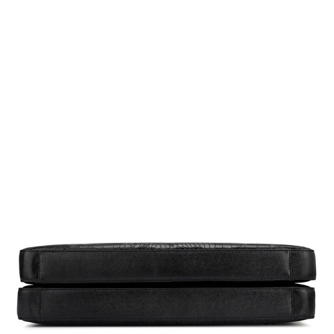 Croco Franzy Leather Laptop Bag - Black