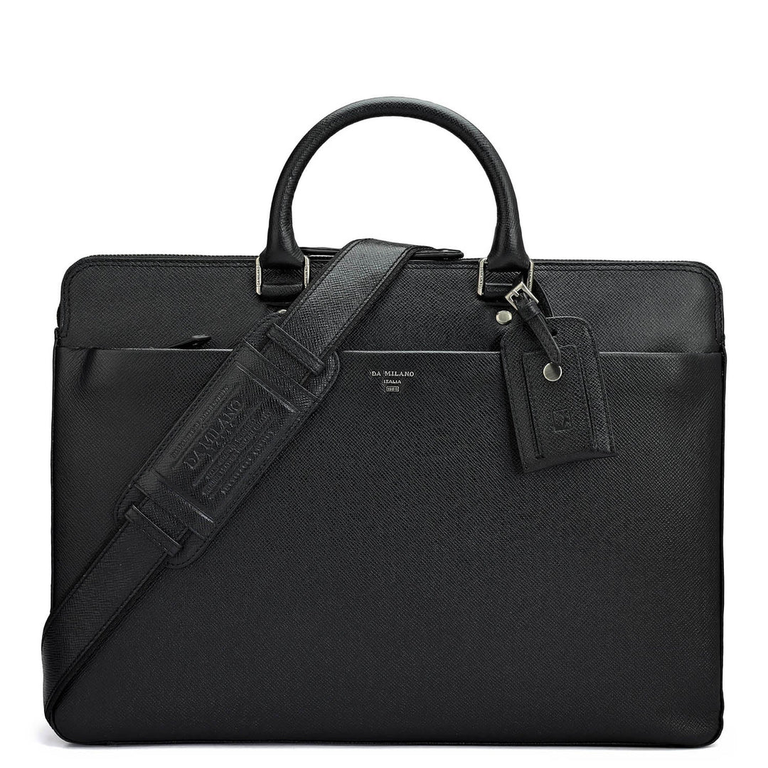 Franzy Leather Laptop Bag - Black