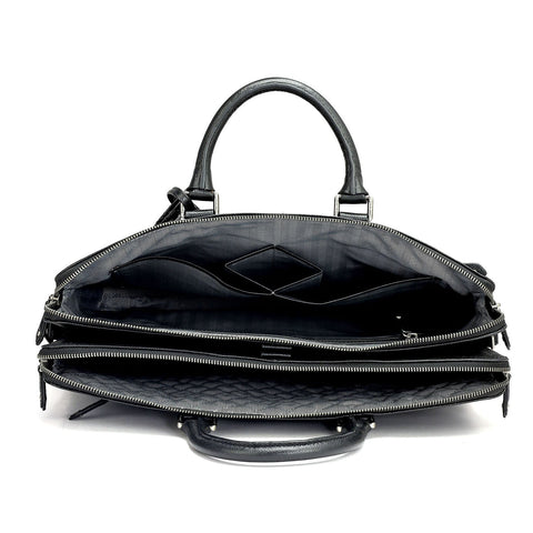 Franzy Leather Laptop Bag - Black