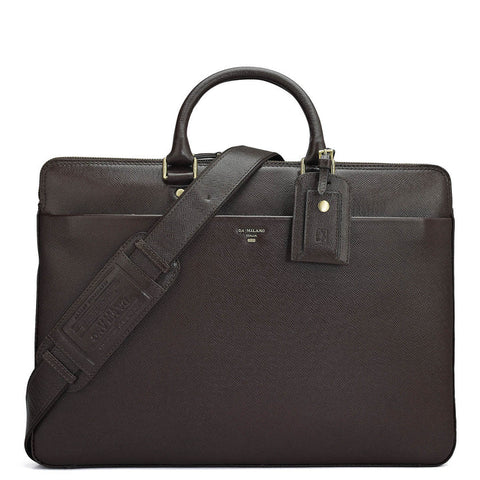 Franzy Leather Laptop Bag - Chocolate