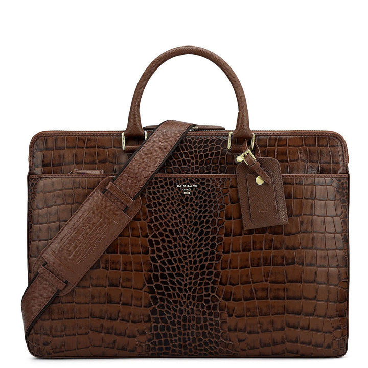 Croco Franzy Leather Laptop Bag - Date