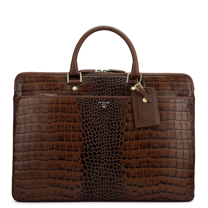 Croco Franzy Leather Laptop Bag - Date