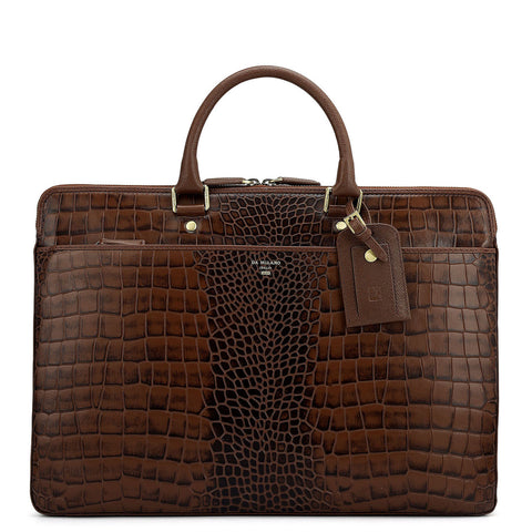 Croco Franzy Leather Laptop Bag - Date