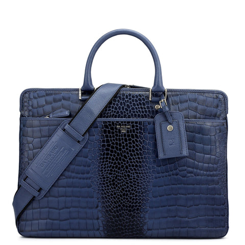 Croco Franzy Leather Laptop Bag - Stardust