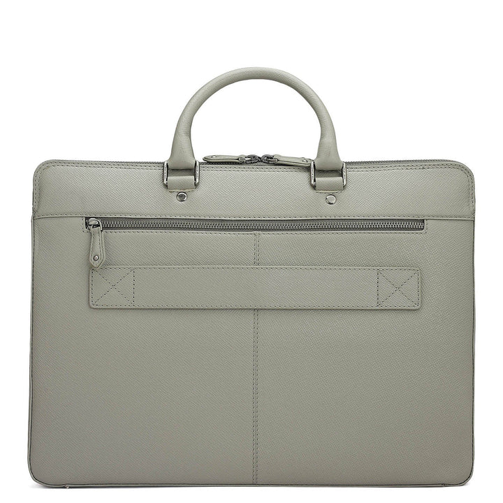 Franzy Leather Laptop Bag - Stone Grey