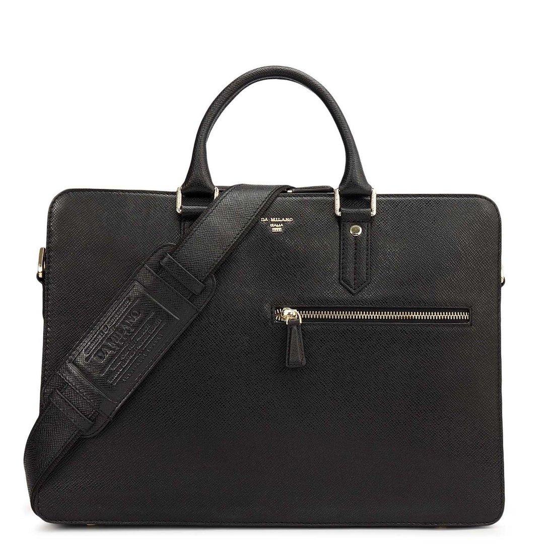Franzy Leather Laptop Bag - Black