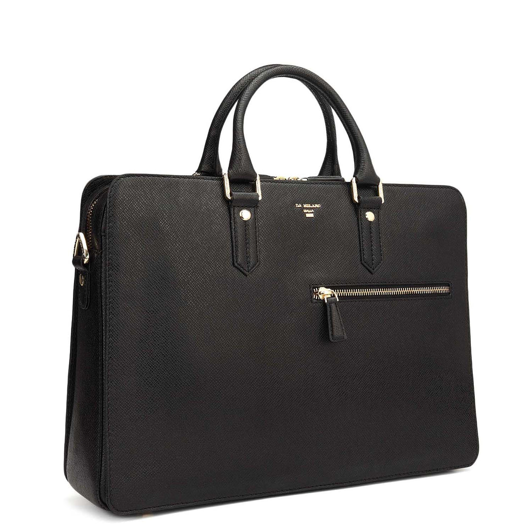 Franzy Leather Laptop Bag - Black