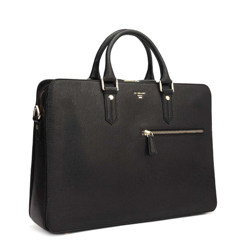 Franzy Leather Laptop Bag - Black