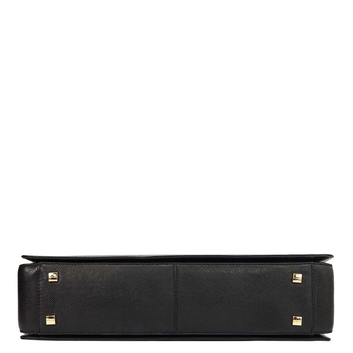 Franzy Leather Laptop Bag - Black