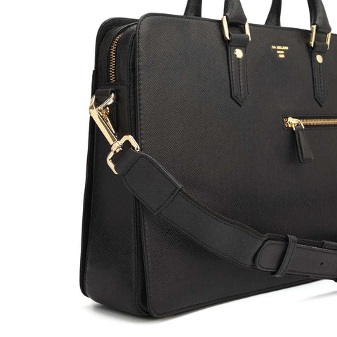 Franzy Leather Laptop Bag - Black
