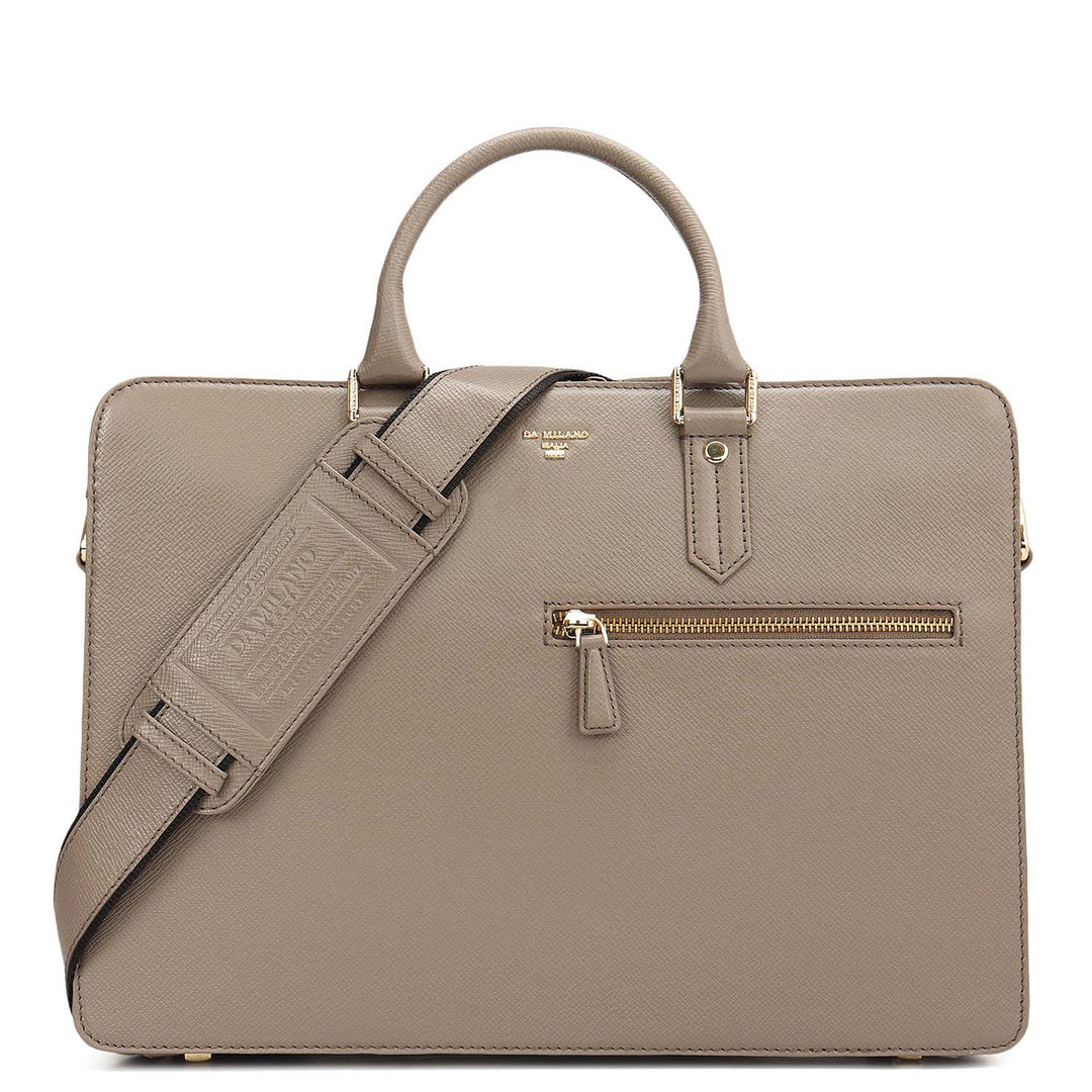 Franzy Leather Laptop Bag - Smoke Grey