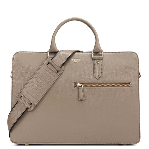 Franzy Leather Laptop Bag - Smoke Grey