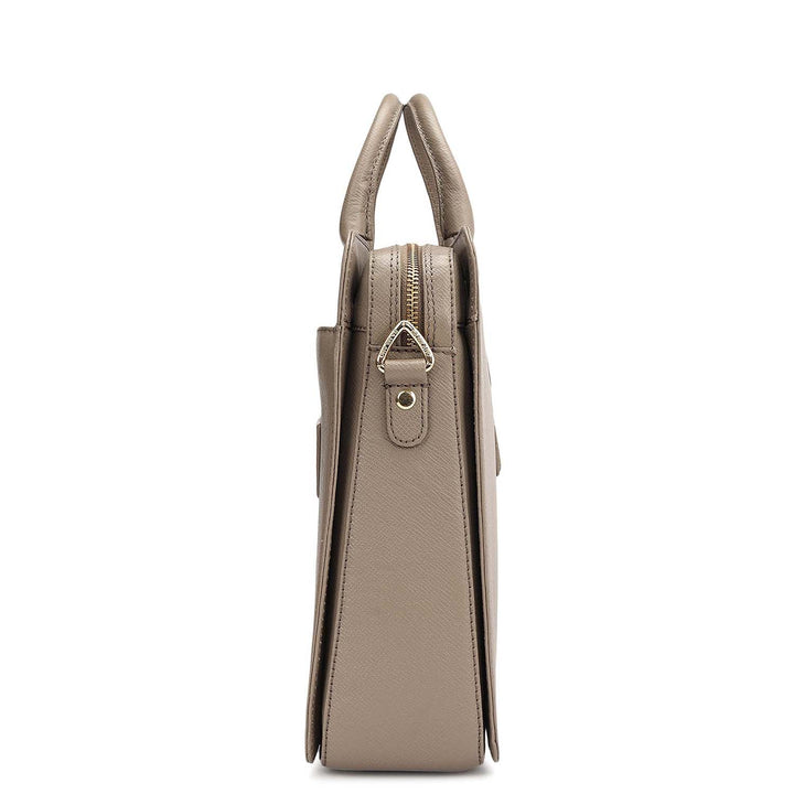 Franzy Leather Laptop Bag - Smoke Grey