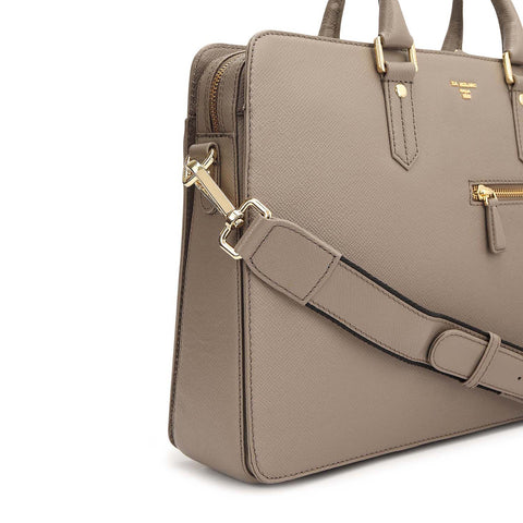 Franzy Leather Laptop Bag - Smoke Grey