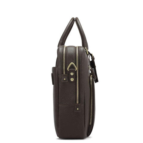 Da Milano Leather Laptop Bag - Wax - Chocolate