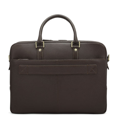 Da Milano Leather Laptop Bag - Wax - Chocolate