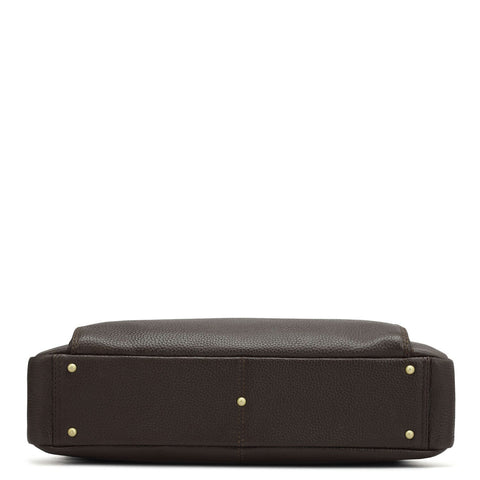 Da Milano Leather Laptop Bag - Wax - Chocolate