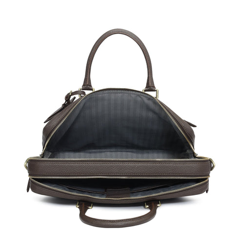 Da Milano Leather Laptop Bag - Wax - Chocolate