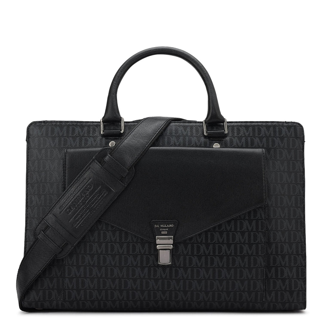 Monogram Franzy Leather Laptop Bag - Black